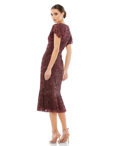 Mac Duggal 10801 - V-Neck Ruffled Hem Cocktail Dress Cocktail Dresses