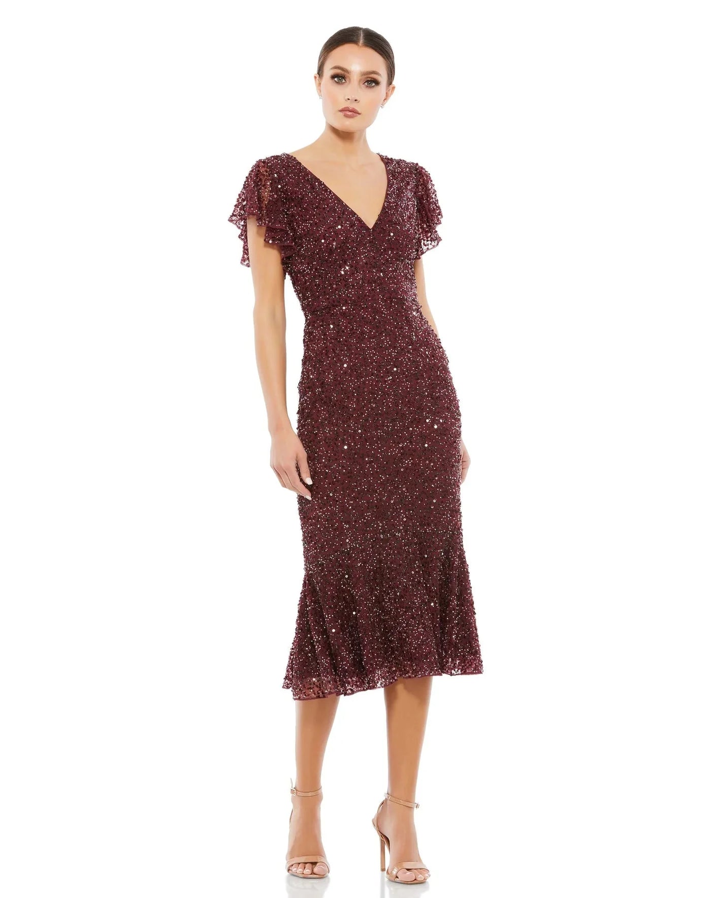Mac Duggal 10801 - V-Neck Ruffled Hem Cocktail Dress Cocktail Dresses