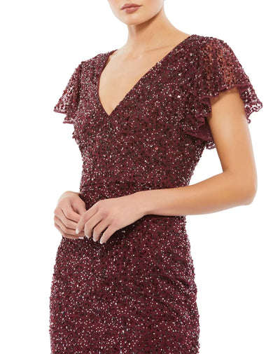 Mac Duggal 10801 - V-Neck Ruffled Hem Cocktail Dress Cocktail Dresses