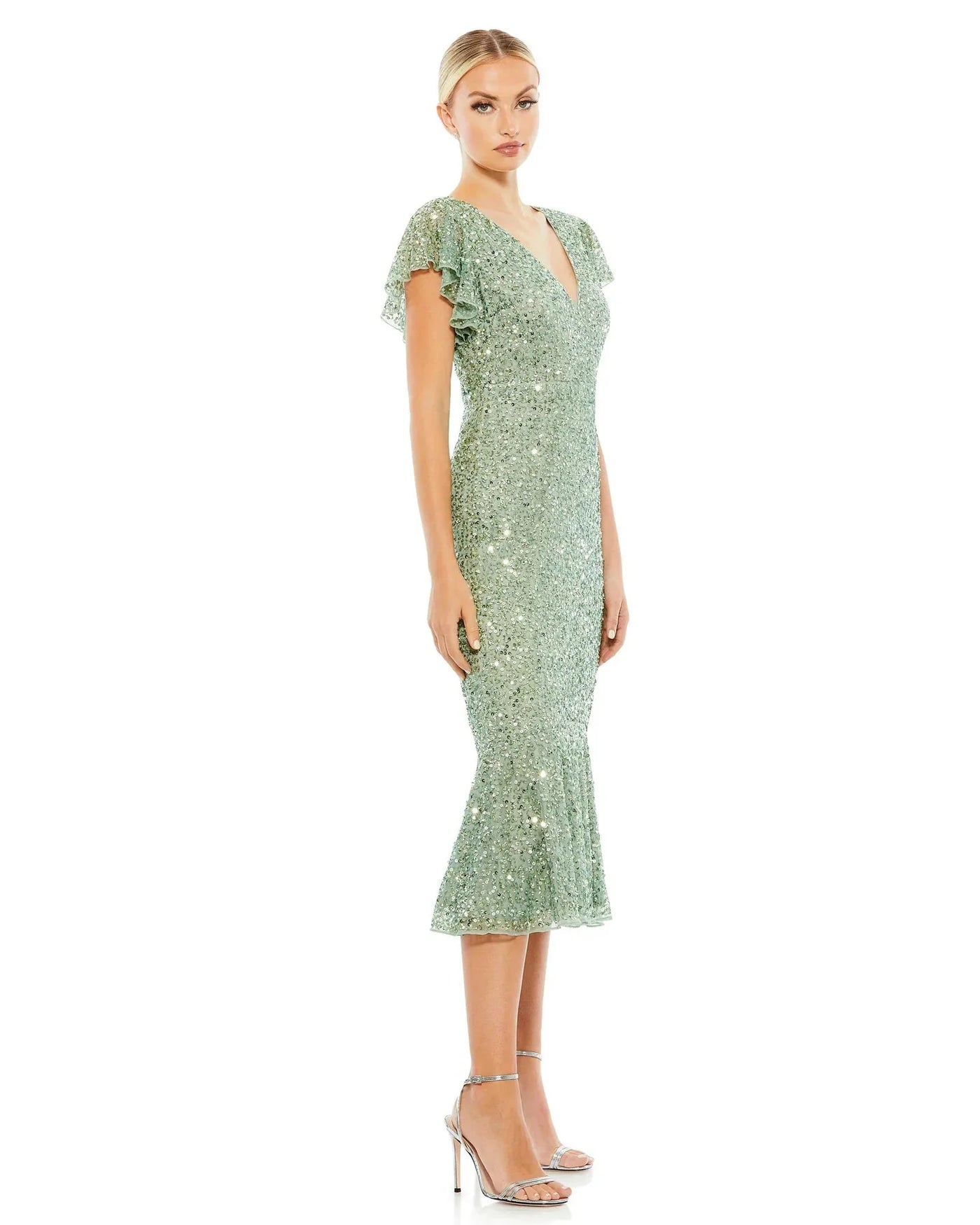 Mac Duggal 10801 - V-Neck Ruffled Hem Cocktail Dress Cocktail Dresses