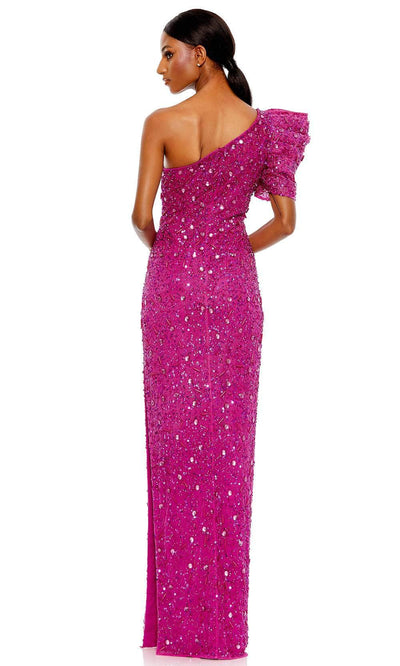 Mac Duggal 10912 - Puff Sleeves Bead Embellished Long Dress Prom Dresses