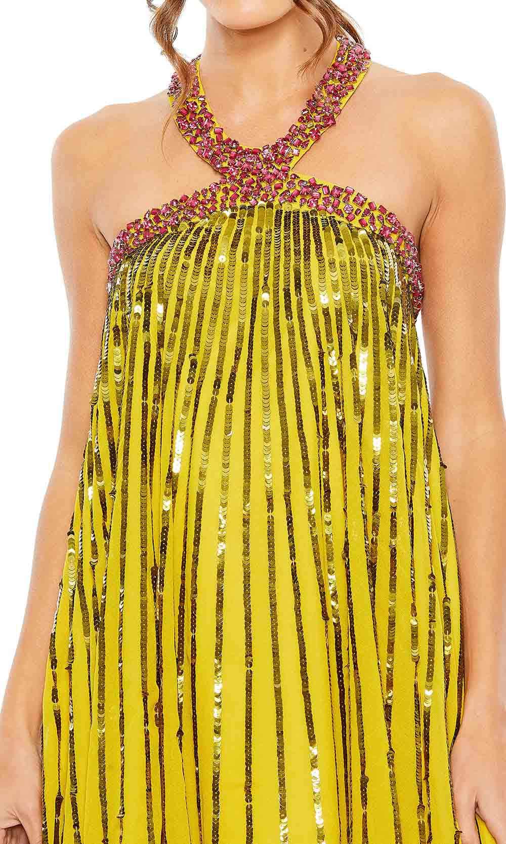 Mac Duggal 10996 - Halter Striped Sequin Cocktail Dress Special Occasion Dress