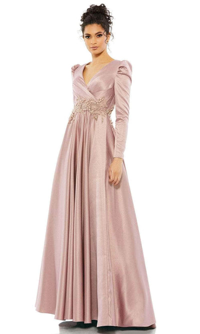 Mac Duggal 11221 - Long Puff Sleeve Formal Dress Special Occasion Dresses 4 / Rose Pink
