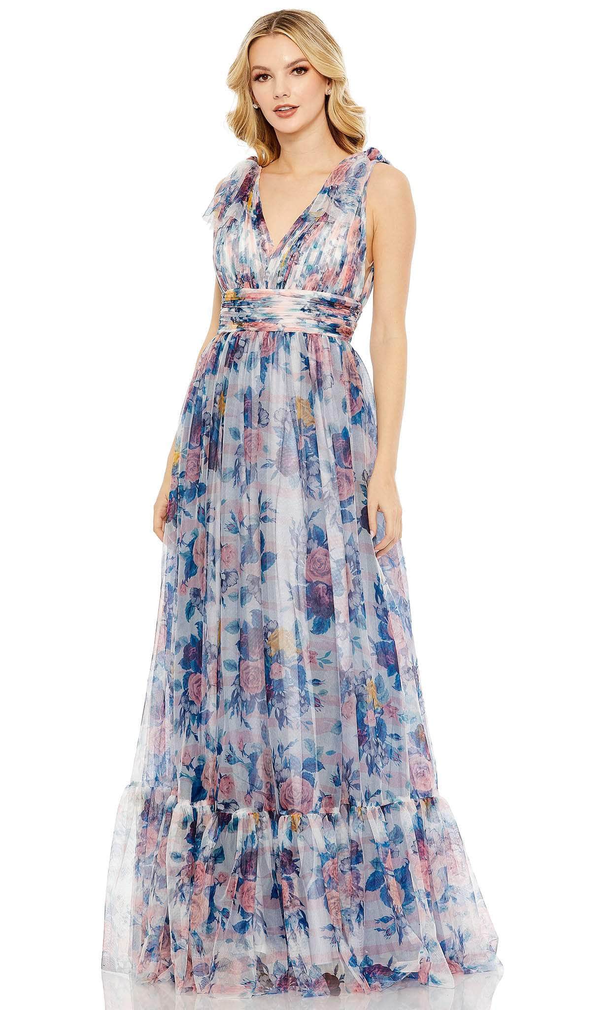 Mac Duggal 11332 - Chiffon Tiered Formal Dress Special Occasion Dress 2 / Blue Multi