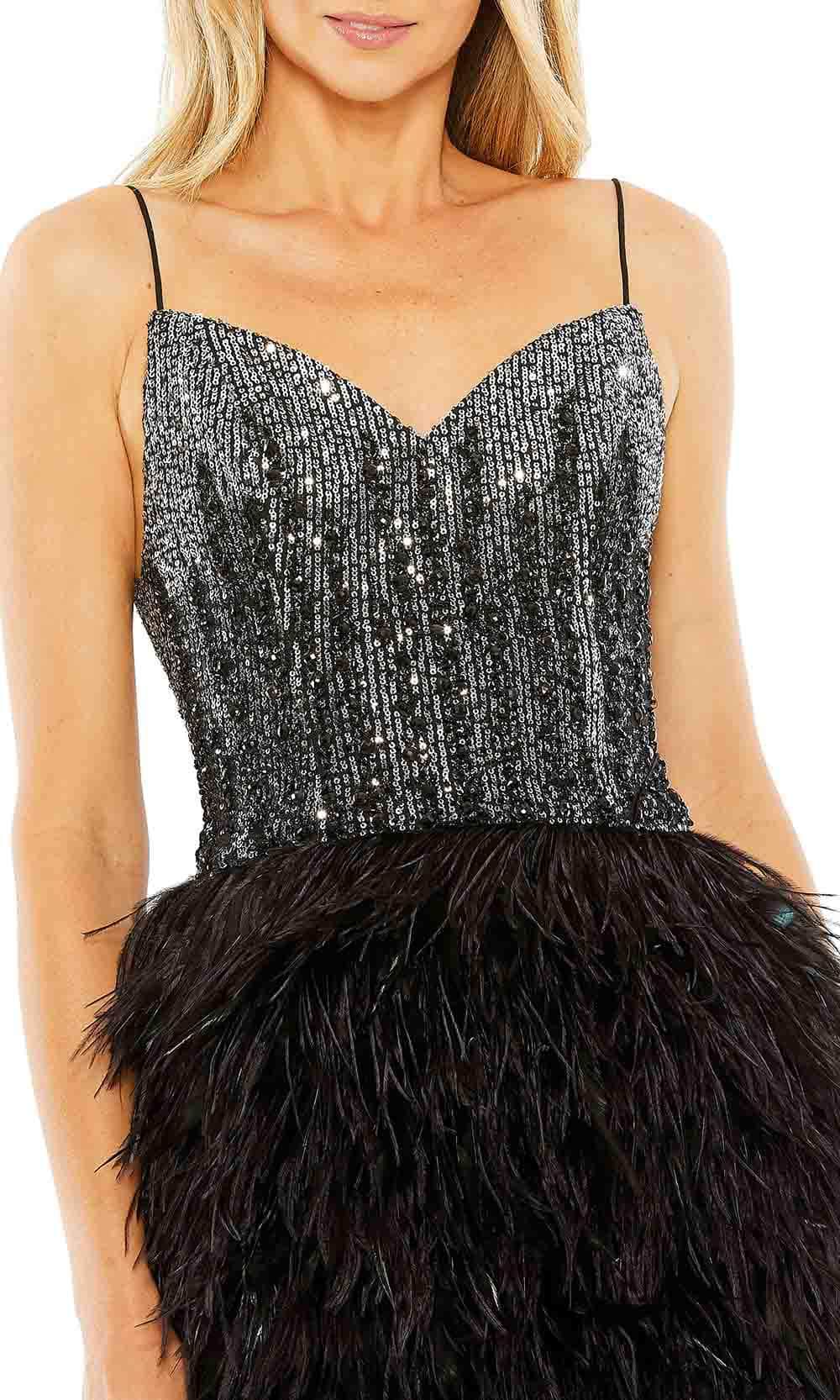 Mac Duggal 11428 - Sequined Bodice Feathered A-line Dress Cocktail Dresses