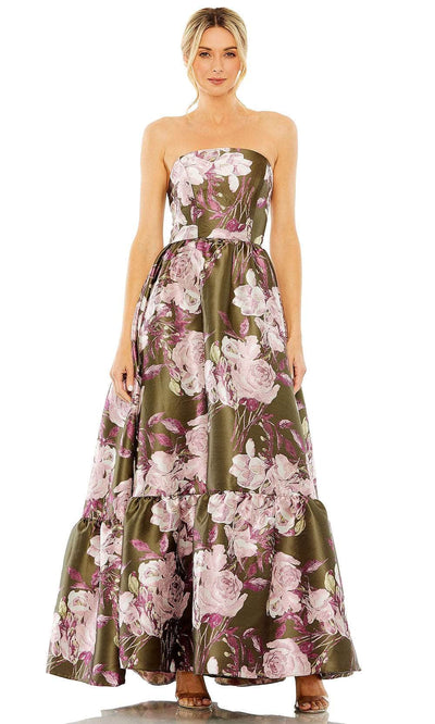 Mac Duggal 11605 - Floral Straight-Across Evening Dress Evening Dresses 2 / Olive Multi