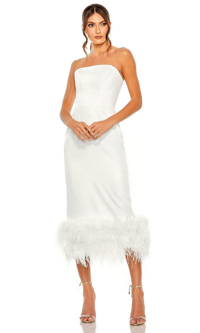 Mac Duggal 11629 - Feather Trim Sheath Homecoming Dress Homecoming Dresses 2 / White