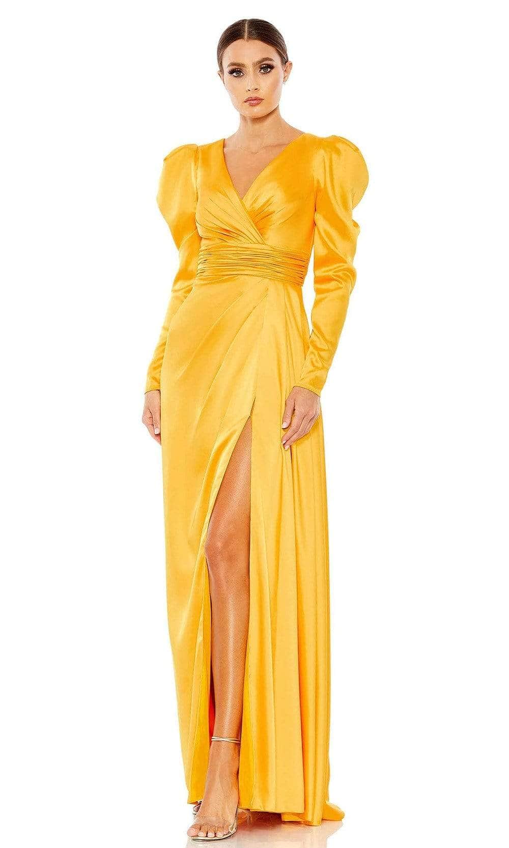 Mac Duggal 12404 - Ruched Waist A-Line Evening Gown Evening Dresses 4 / Marigold