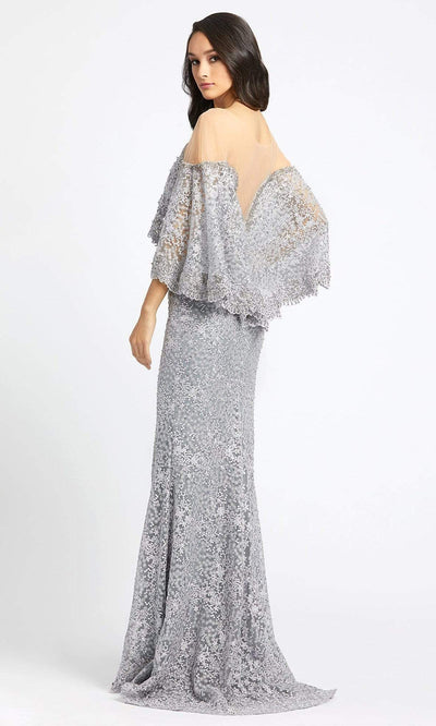 Mac Duggal - Illusion Bateau Sheer Lace Evening Gown 20072SC In Gray