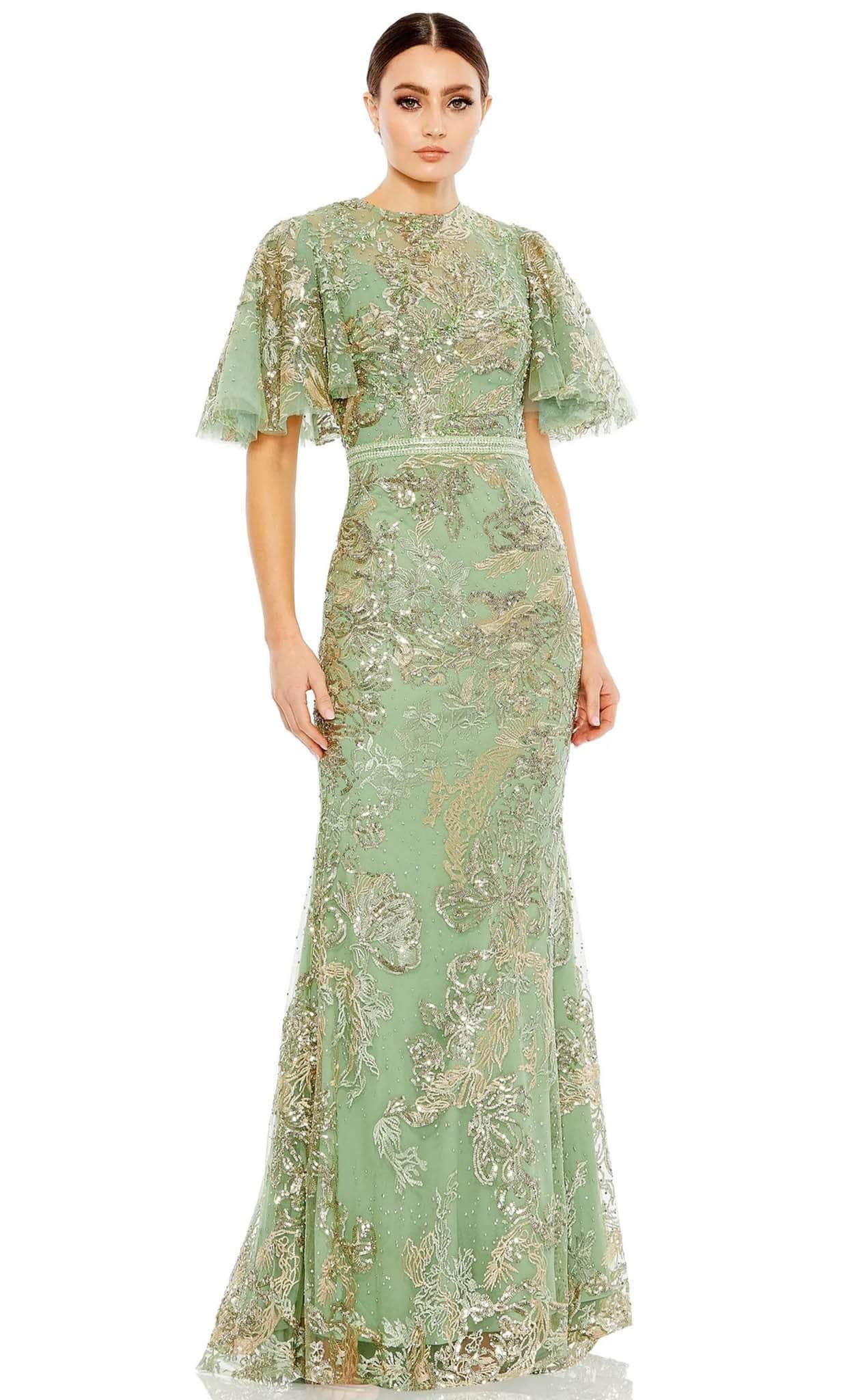 Mac Duggal 20438 - Flutter Sleeve Embellished Evening Gown Evening Dresses 4 / Sage