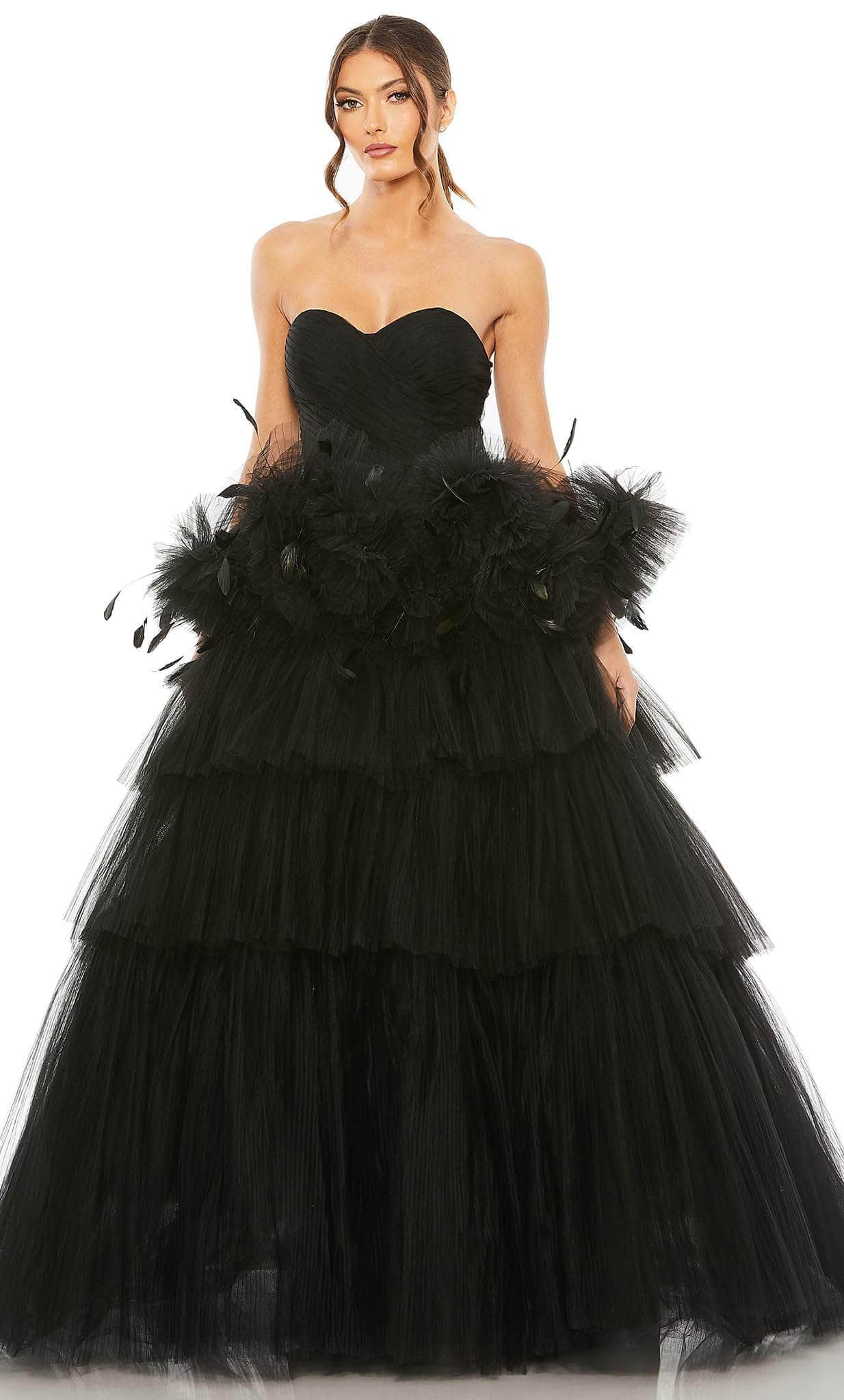 Mac Duggal 20572 - Strapless Ruffle Trim Ballgown Special Occasion Dress 2 / Black