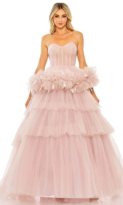 Mac Duggal 20572 - Strapless Ruffle Trim Ballgown Special Occasion Dress 2 / Rose