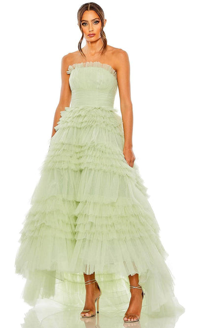 Mac Duggal 20573 - Ruffled High Low Prom Gown Special Occasion Dress 0 / Sage