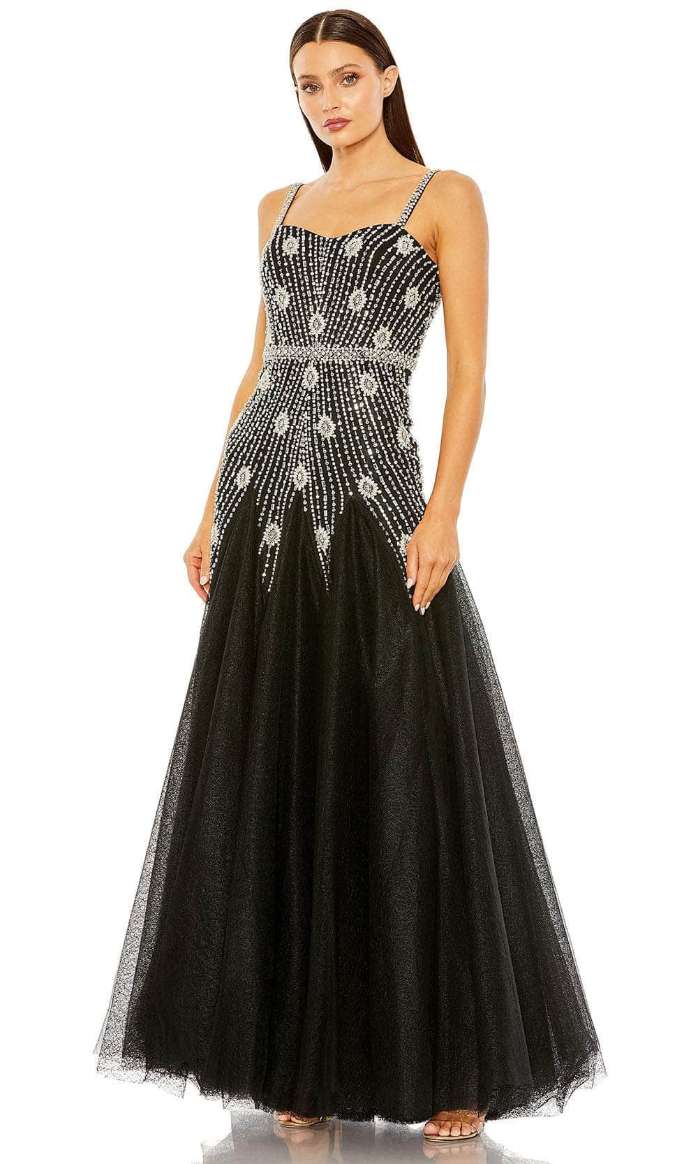 Mac Duggal 2236 - Long Chiffon A-Line Dress - Crystal Bead Embellishments, Thin Strap, Sleeveless, Full Length, Mid-Open Back, Back Zipper ADASA Mac Duggal 2236 - Long Chiffon A-Line Dress - Crystal Bead Embellishments, Thin Strap, Sleeveless, Full Length, Mid-Open Back, Back Zipper ADASA