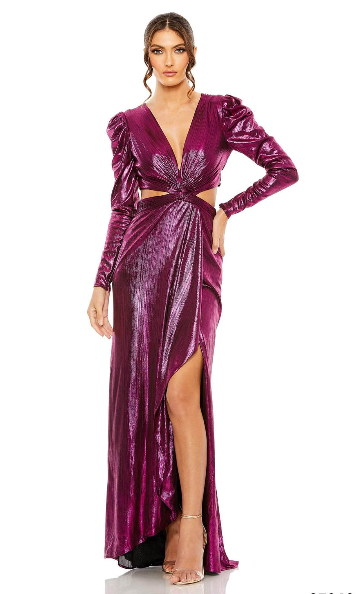 Mac Duggal 27060 - Metallic Cutout Evening Gown Winter Formals and Balls 0 / Fuchsia