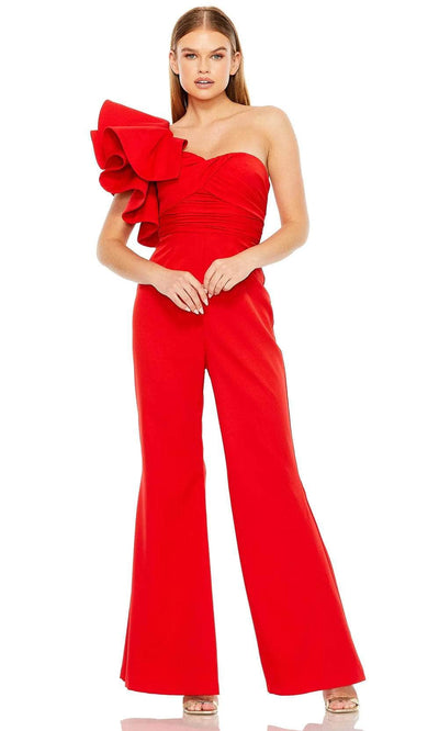 Mac Duggal 27460 - Ruffle Ruched Jumpsuit Jumpsuit Formal Dresses 0 / Red