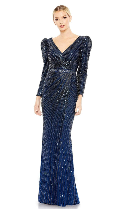 Mac Duggal - 41024 Two Tones Embellished Evening Gown Special Occasion Dress 2 / Midnight