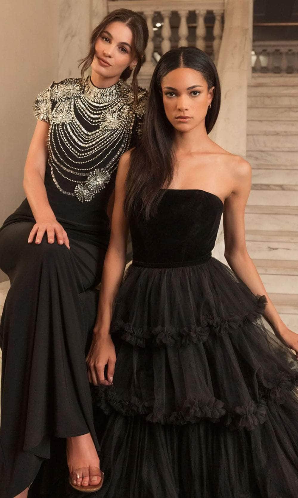 Mac Duggal Women's Embellished Crepe Column Gown - Black - Size 14 Mac Duggal Women's Embellished Crepe Column Gown - Black - Size 14