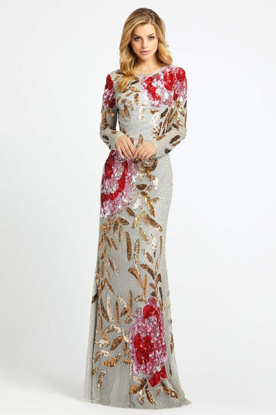 Mac Duggal - 4566R Bateau Multi-Color Long Dress Evening Dresses 0 / Platinum Rose
