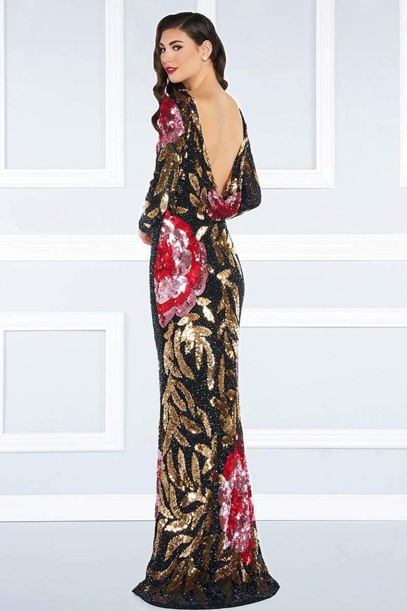 Mac Duggal - 4566R Bateau Multi-Color Long Dress Evening Dresses
