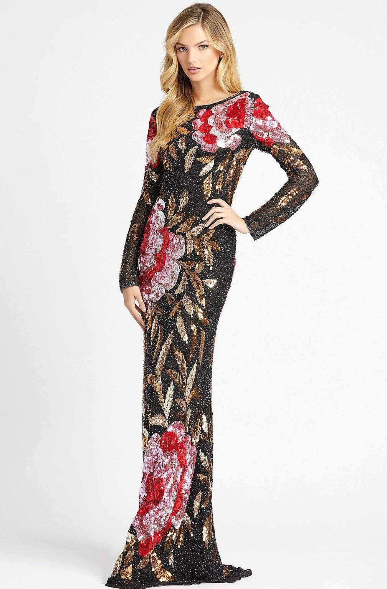 Mac Duggal - 4566R Bateau Multi-Color Long Dress Evening Dresses