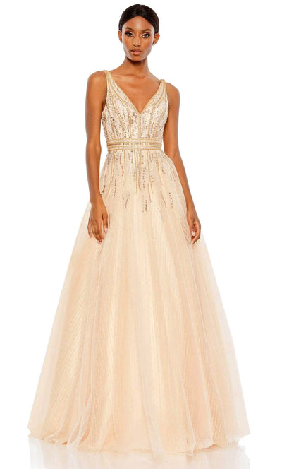Mac Duggal 48858 - Sleeveless Embellished Evening Gown Evening Dresses 0 / Peach Blossom
