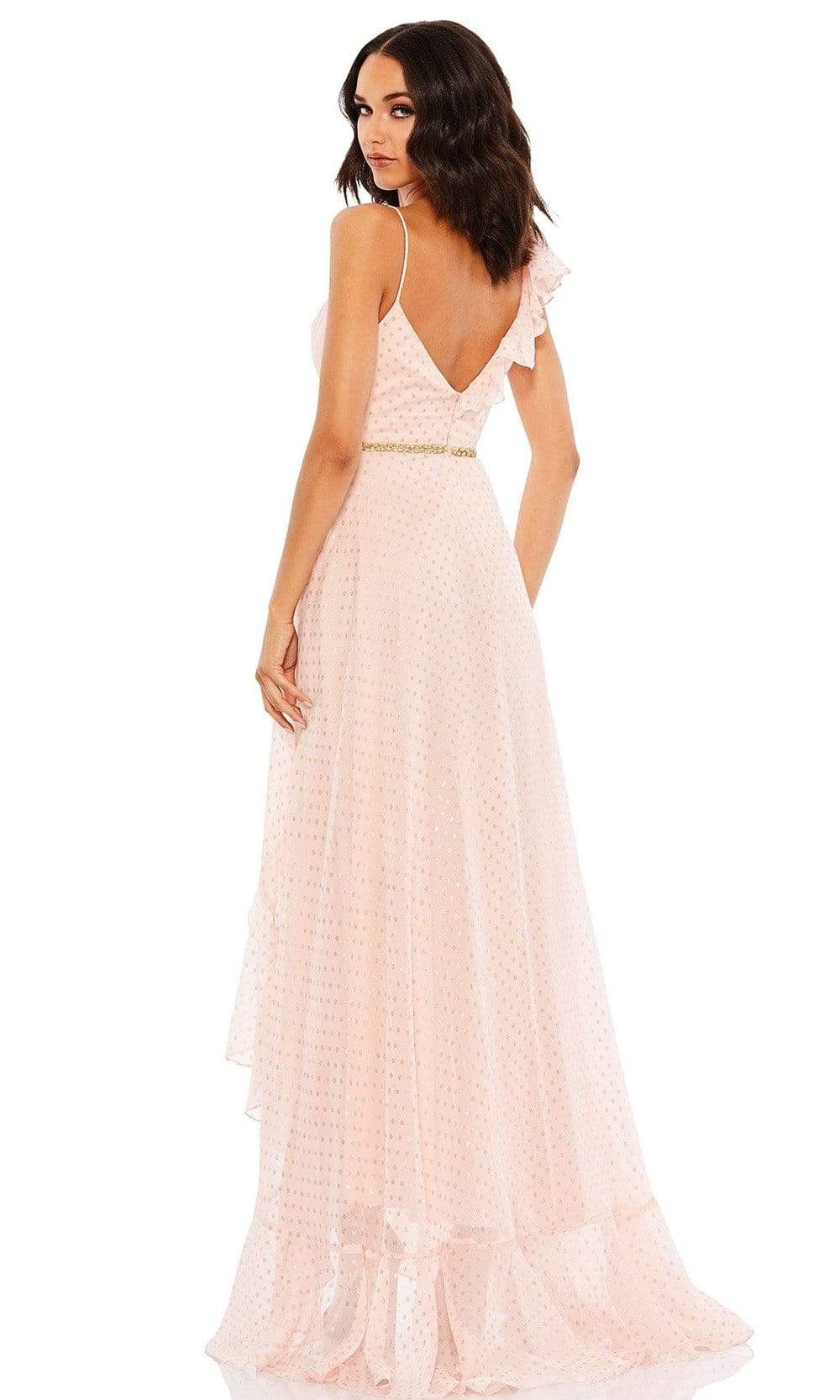 Mac Duggal - 49330 Ruffle Trimmed Polkadot High Low Dress Prom Dresses