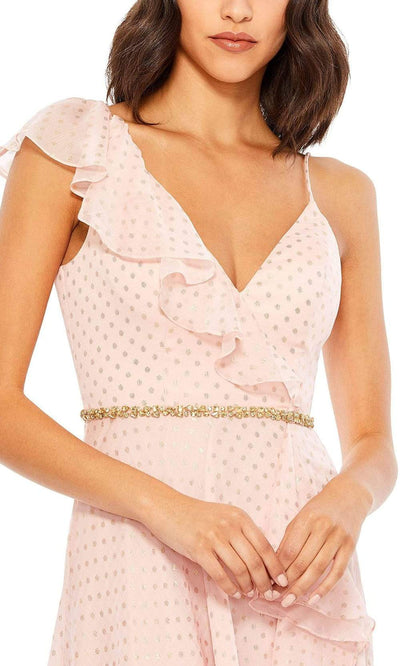 Mac Duggal - 49330 Ruffle Trimmed Polkadot High Low Dress Prom Dresses