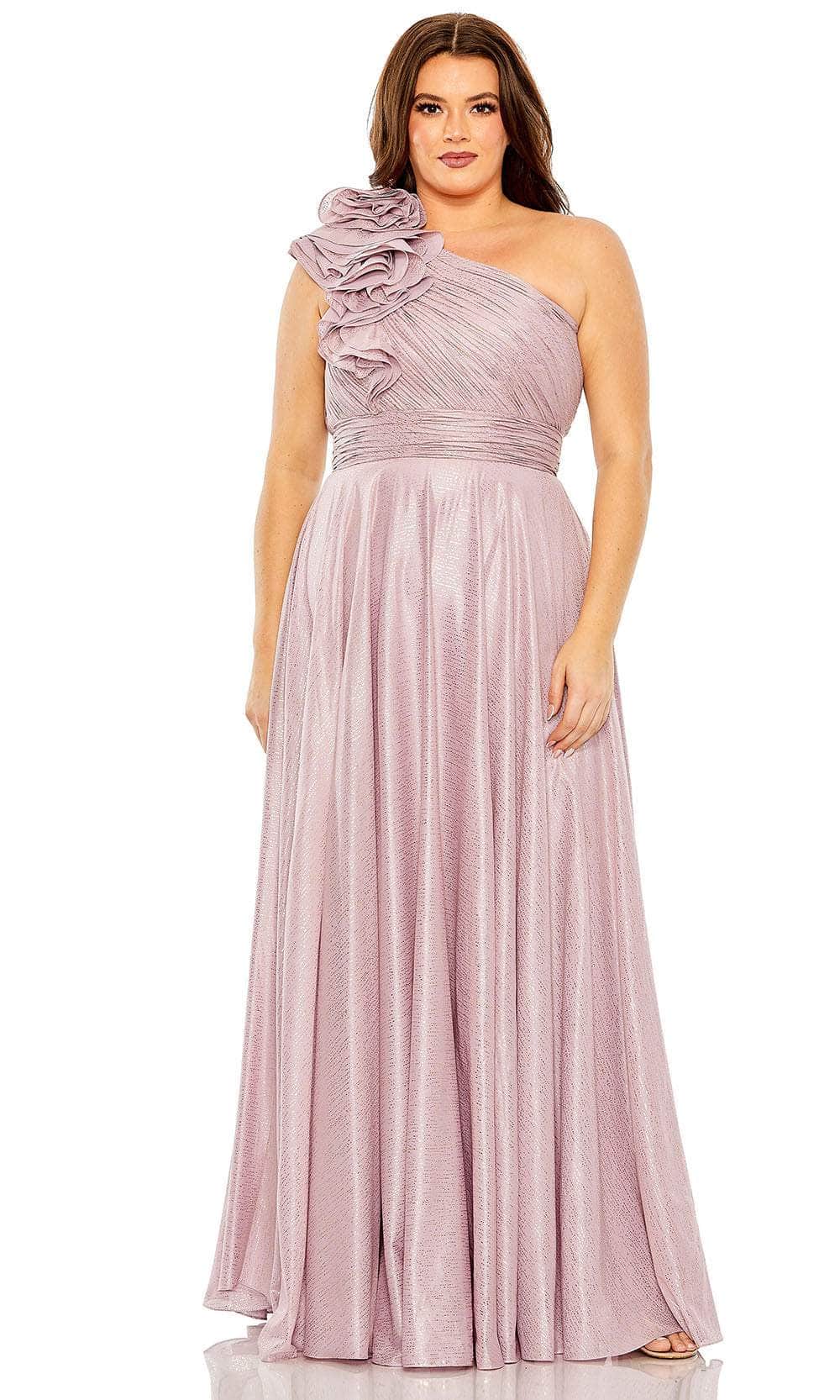 Mac Duggal 49713W - Ruched Bodice Cummerbund Gown Prom Dresses 14W / Lilac