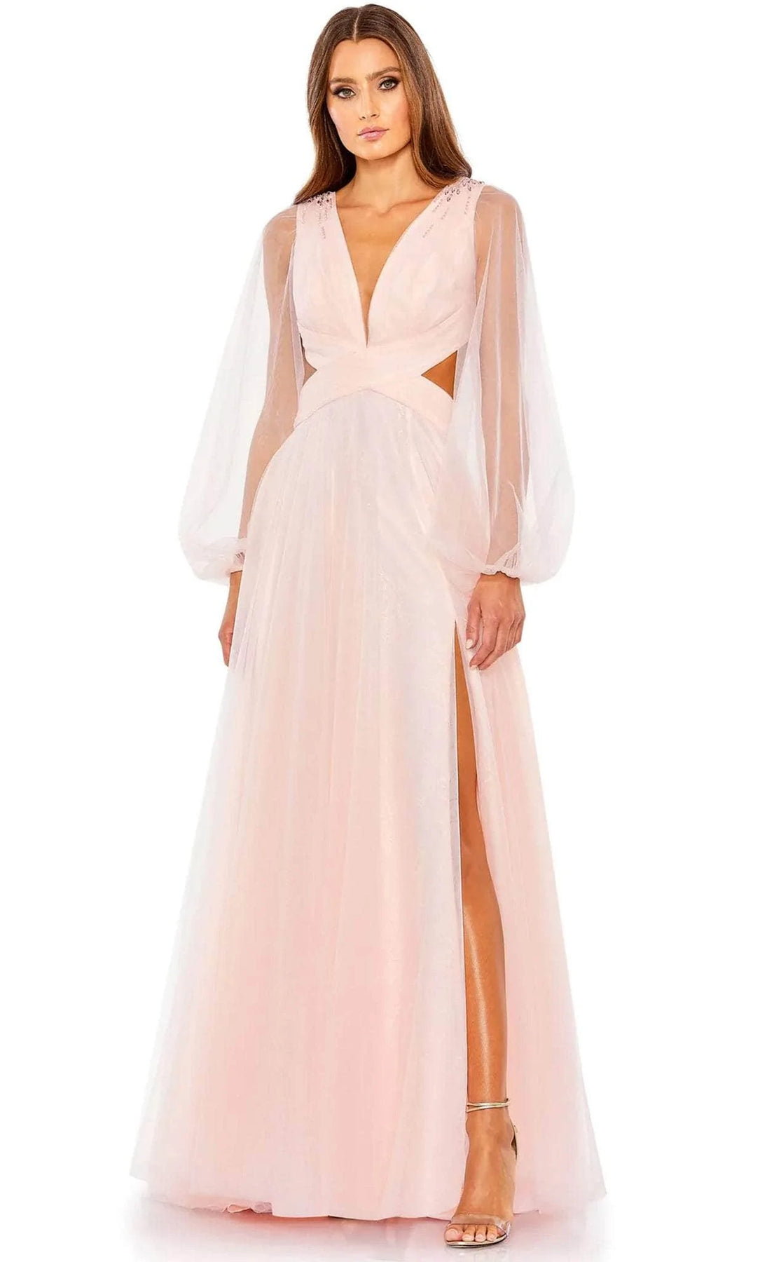 sheer bishop sleeve dress ladies long sleeve party dress Ladivine