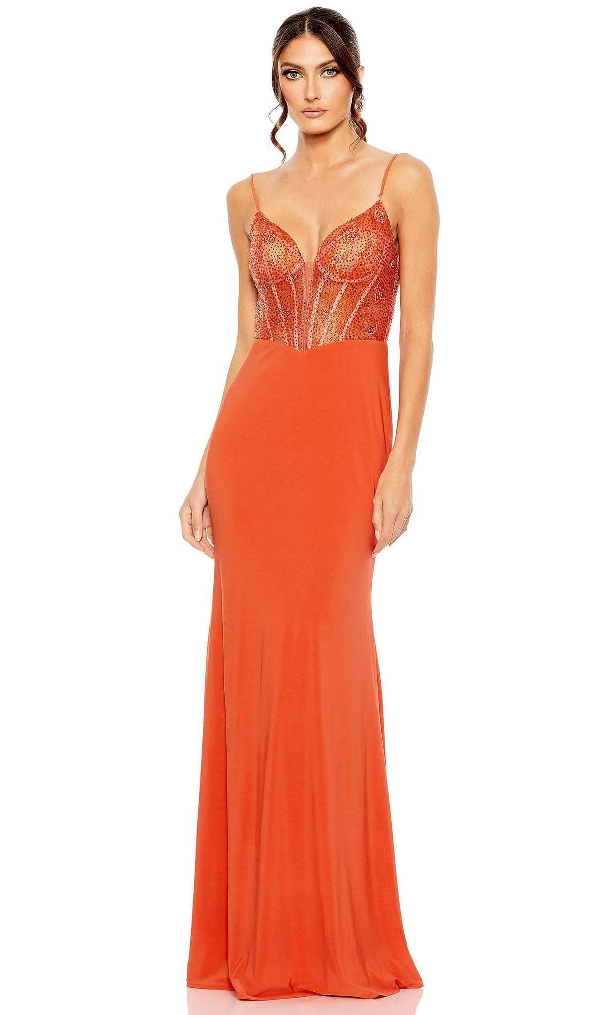 Mac Duggal 50709 - Sweetheart Mesh Evening Gown Special Occasion Dress 0 / Orange