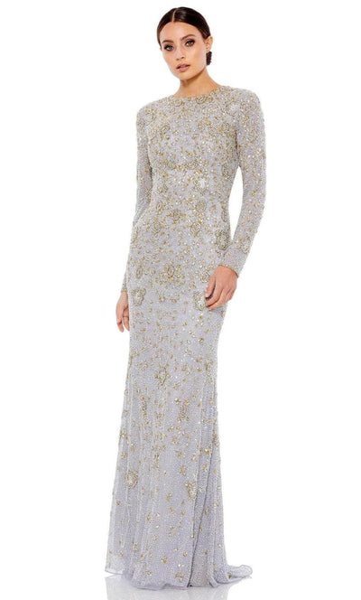 Mac Duggal 5308 - Long Sleeve Embellished Dress Evening Dresses 4 / Platinum Gold