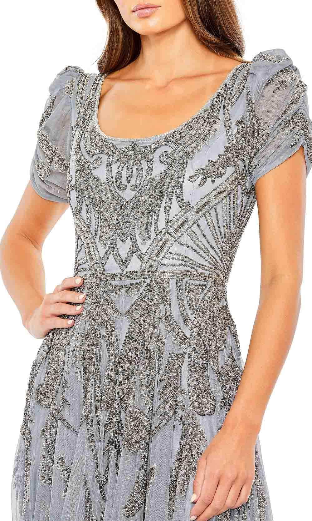 Mac Duggal 5434 - Beaded Short Sleeve Tea Length Dress Cocktail Dresses