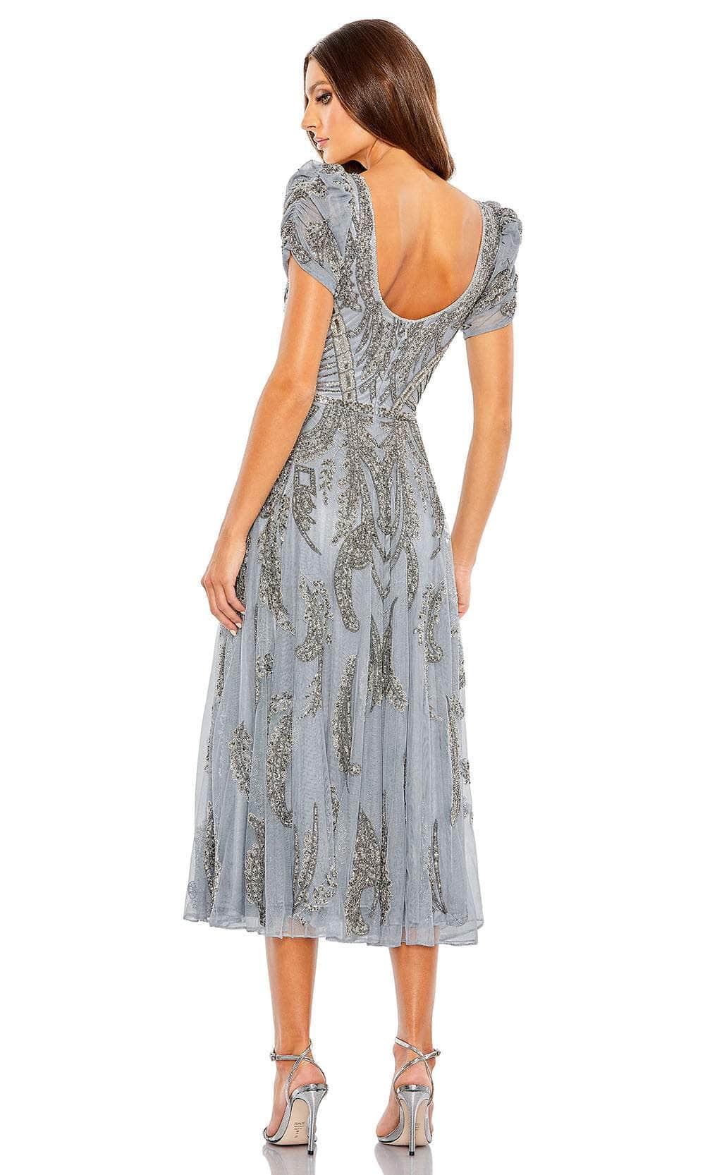 Mac Duggal 5434 - Beaded Short Sleeve Tea Length Dress Cocktail Dresses