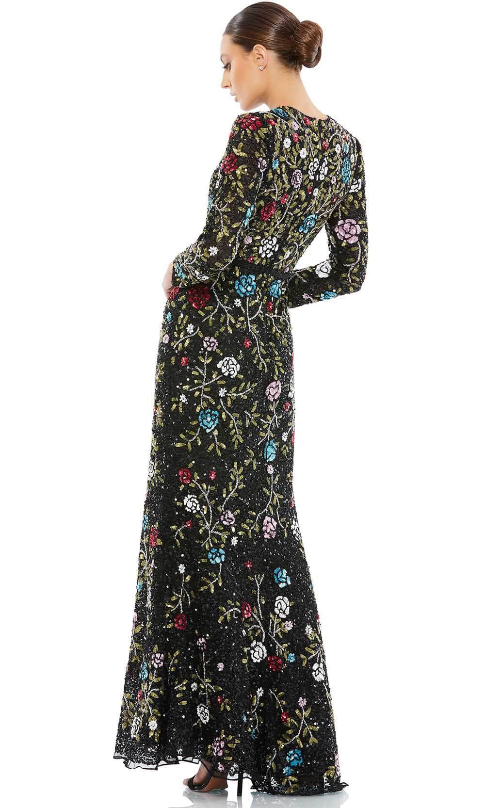 Mac Duggal 5556 - Long Sleeve Floral Sequin Prom Gown Special Occasion Dress