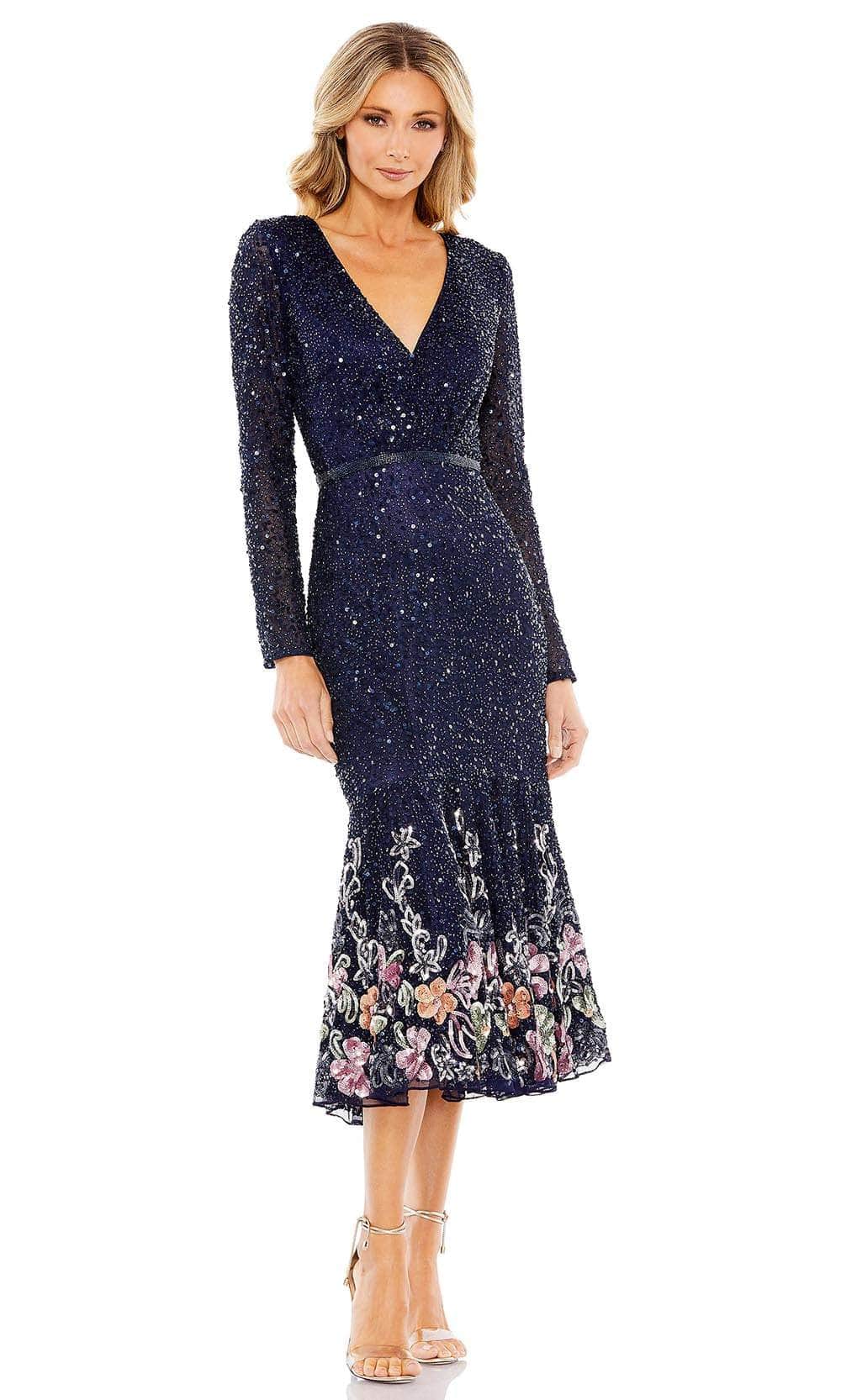 Mac Duggal 5589 - Embellished Tea Length Dress Special Occasion Dress 4 / Midnight