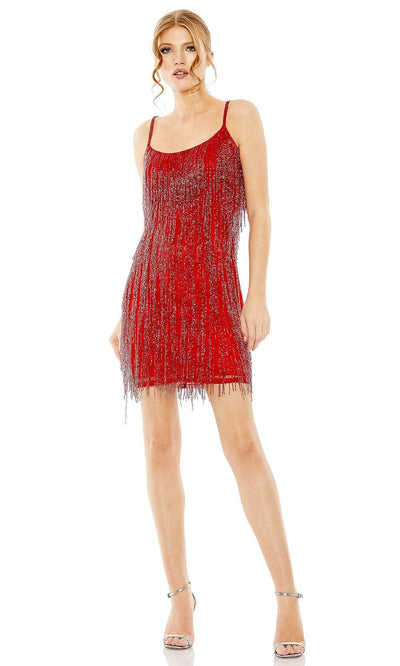 Mac Duggal 5935 - Fringe Sheath Evening Dress Cocktail Dresses 0 / Red