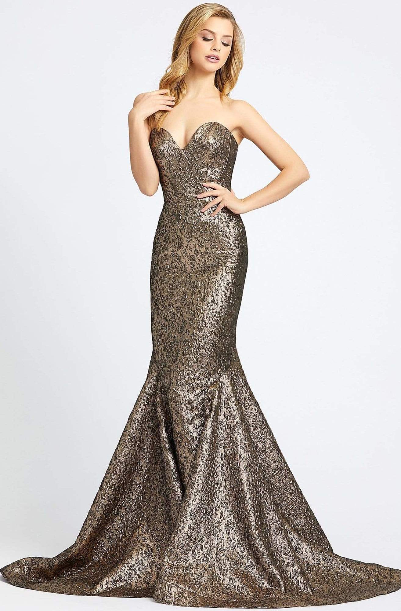 Mac Duggal - 66025D Couture Dresses Style Evening Dresses 0 / Antique Gold