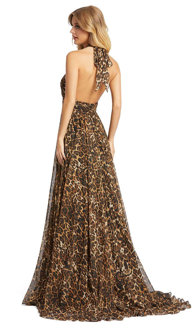 Mac Duggal 67360 - Bow Detail Animal Printed Halter Gown Military Ball