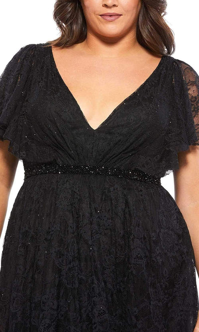 Mac Duggal - 67542 Lace V Neck Tea Length Dress Cocktail Dresses