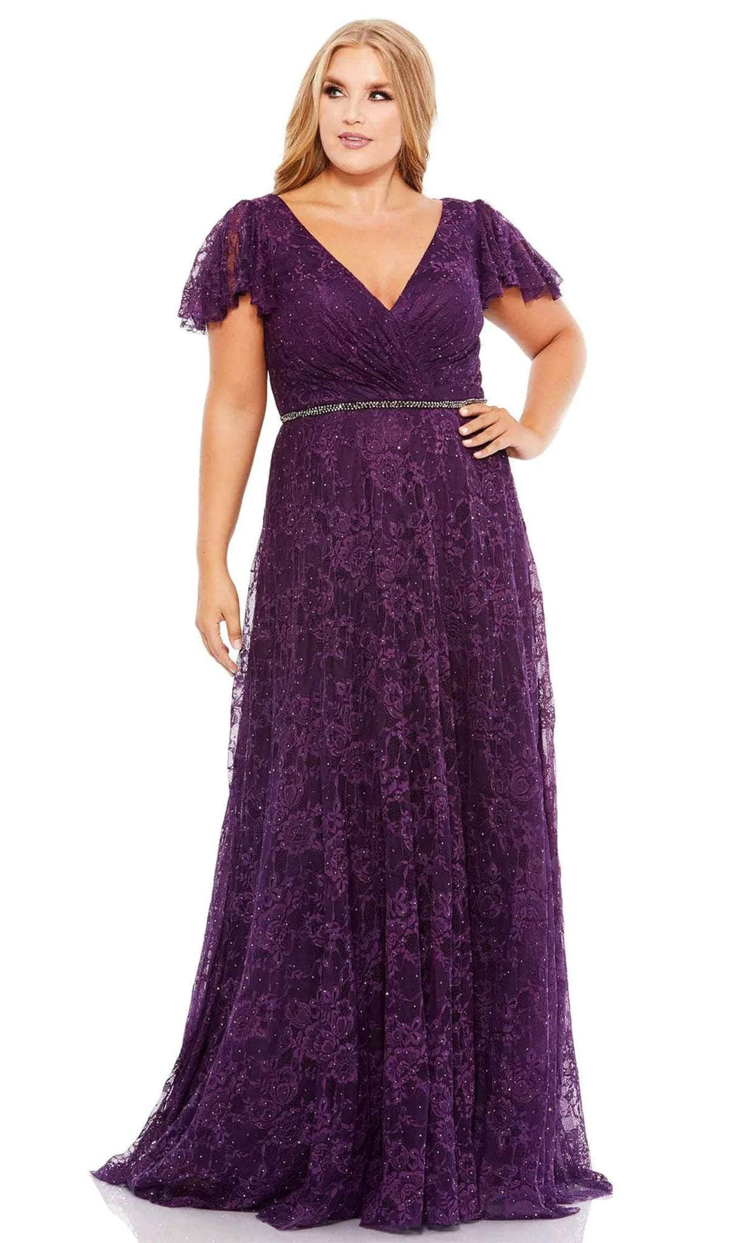 Mac Duggal 67761 - Long Sheath Dress - Lace, Short Sleeves, Thin Band, Back Zipper, Floor Length, Conservative, Sweep Train ADASA Mac Duggal 67761 - Long Sheath Dress - Lace, Short Sleeves, Thin Band, Back Zipper, Floor Length, Conservative, Sweep Train ADASA