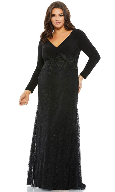 Mac Duggal 67896 - Long Sleeve Lace Trumpet Dress Mother of the Bride Dresses 14 / Black