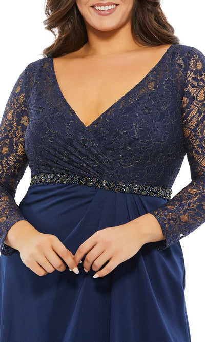 Mac Duggal 67898 - Illusion Long Sleeve V Neck Dress Evening Dresses
