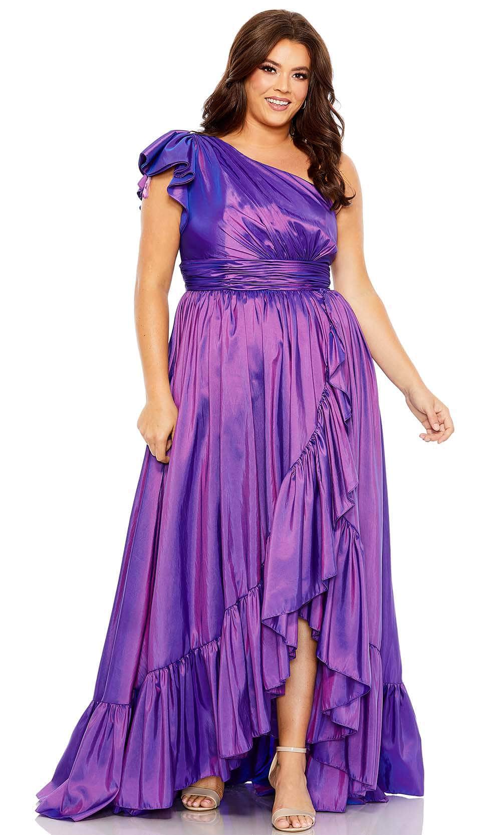 Mac Duggal 68149 - Drape Ruffle Gown Evening Dresses 14 / Purple