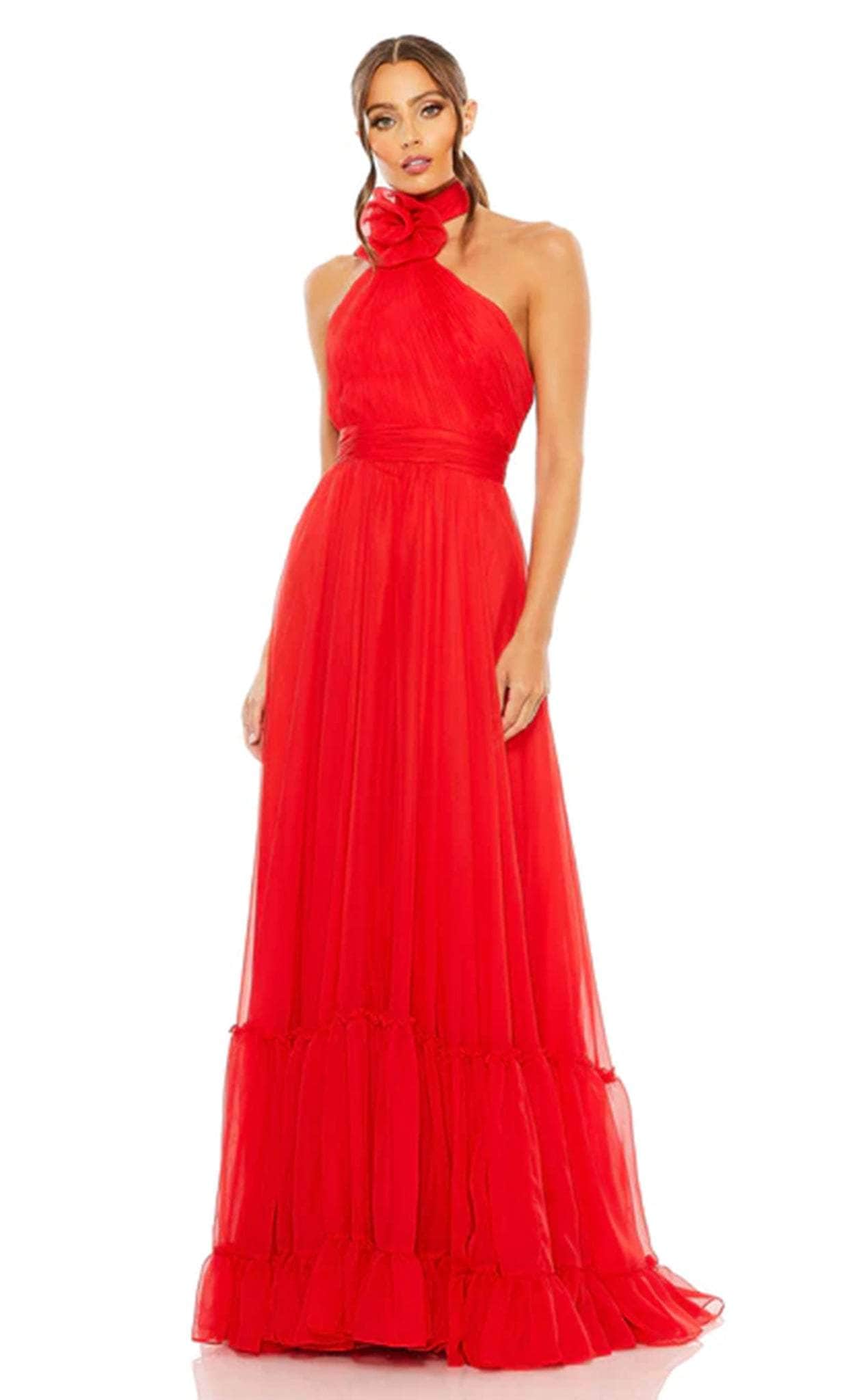 Mac Duggal 68209 - Floral Choker Prom Dress Prom Dresses 0 / Red