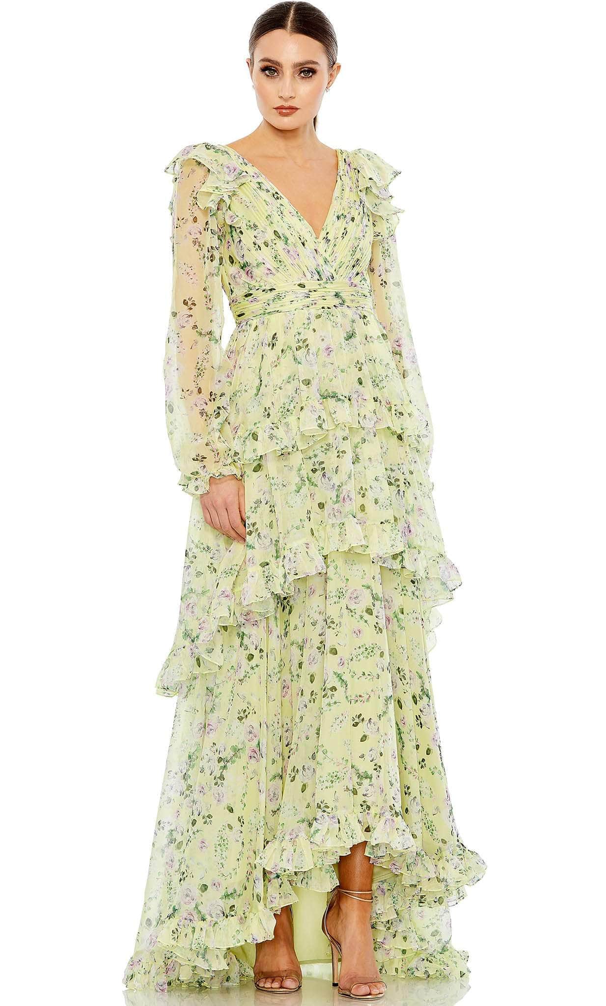 Mac Duggal 68220 - Sheer Sleeved Formal Dress Special Occasion Dress 4 / Key Lime
