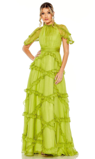 Mac Duggal 68222 - Pleated Bodice Cummerbund Gown Prom Dresses 4 / Apple Green