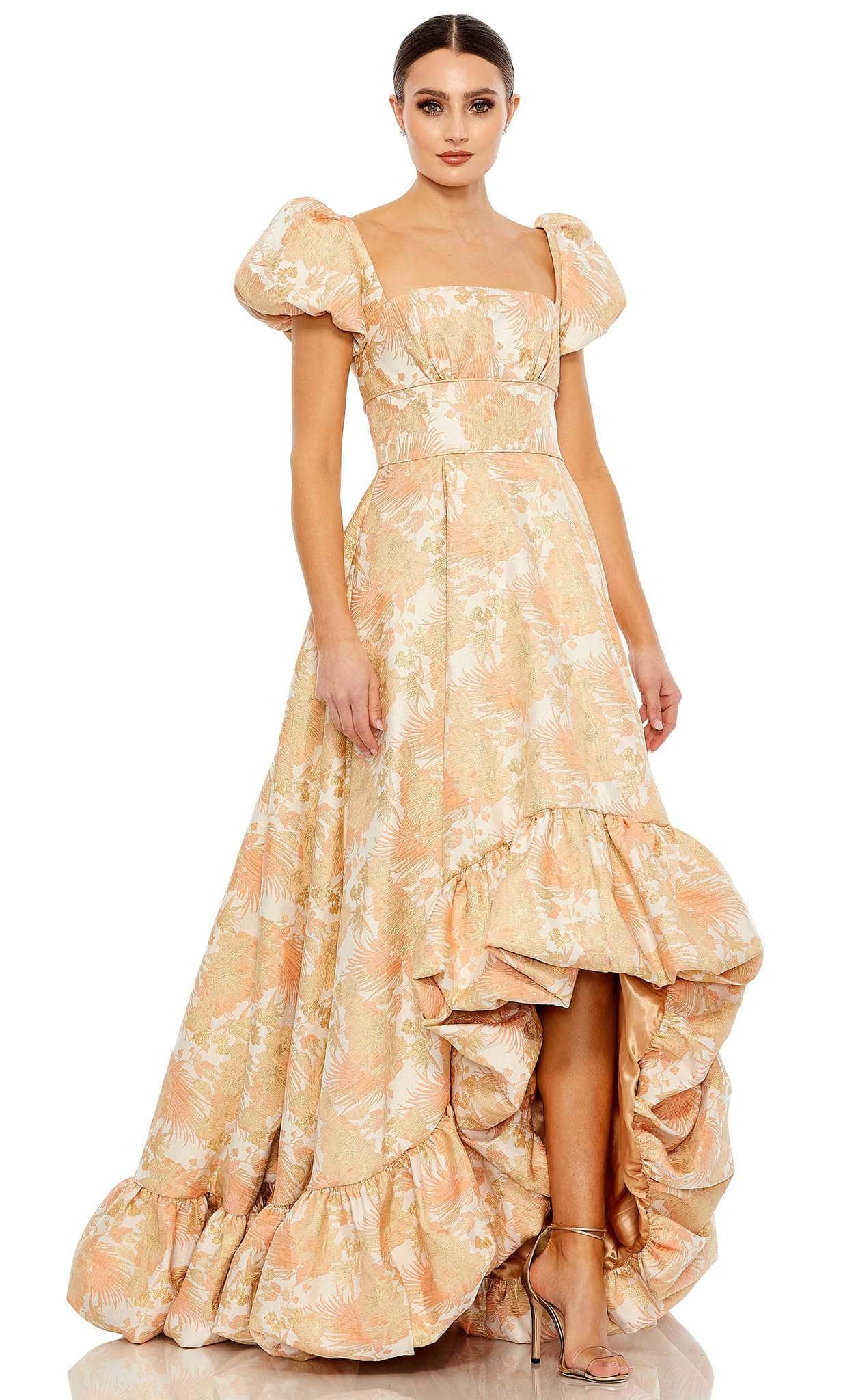 Mac Duggal 68276 - Puff Sleeve Floral Dress Winter Formals and Balls 0 / Peach