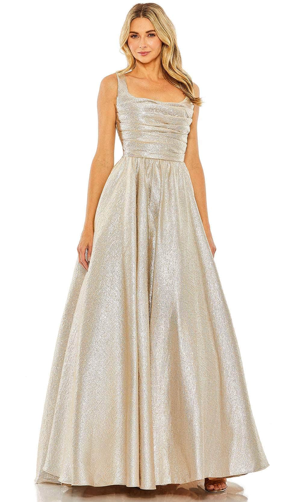 Mac Duggal Women's Metallic Pleated Bodice Ballgown - Oyster - Size 14 Mac Duggal Women's Metallic Pleated Bodice Ballgown - Oyster - Size 14