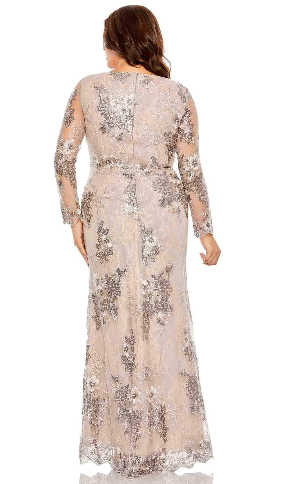 Mac Duggal 68352 - Long Sleeve Embroidered V Neck Dress Evening Dresses